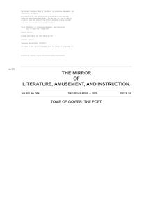 The Mirror of Literature, Amusement, and Instruction - Volume 13, No. 364, April 4, 1829