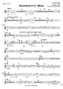 Partition cornes 1&2 en F, Overture en G minor, G Minor, Bruckner, Anton