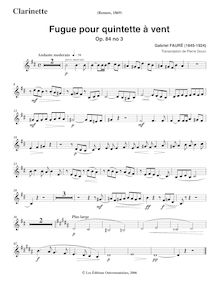 Partition clarinette , partie, Huit Pièces Brèves, Op.84, Fauré, Gabriel