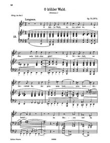 Partition , O kühler Wald, 5 chansons, 5 Gesänge, Brahms, Johannes