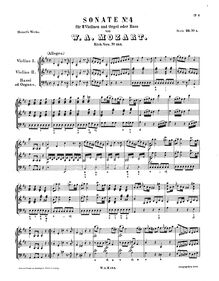 Partition complète, église Sonata No.4, D major, Mozart, Wolfgang Amadeus