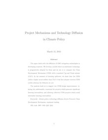Project Mechanisms and Technology Di usion