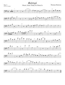 Partition viole de basse 1, basse clef, pour First Set of anglais Madrigales to 3, 4, 5 et 6 voix par Thomas Bateson