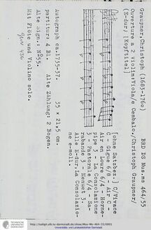 Partition complète, Ouverture en E major, GWV 436, E major, Graupner, Christoph
