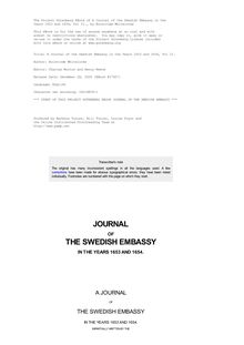 A Journal of the Swedish Embassy in the Years 1653 and 1654, Vol II.