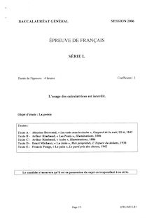 Baccalaureat 2006 francais litteraire