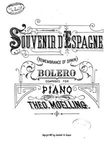 Partition complète, Souvenir d Espagne, Bolero for Piano, G minor