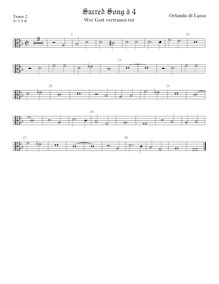 Partition ténor viole de gambe 2, alto clef, Transcriptions pour 4 violes de gambe par Orlande de Lassus