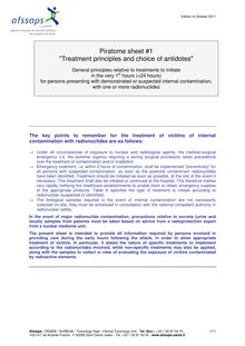Piratome sheet 1 : "Treatment principles and choice of antidotes" 26/01/2012