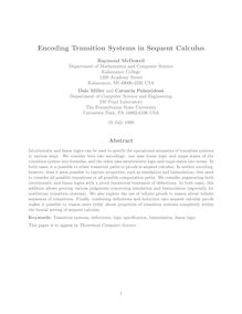 Encoding Transition Systems in Sequent Calculus Raymond McDowell