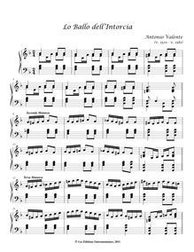 Partition complète, Lo Ballo dell’Intorcia, Keyboard: organ or harpsichord