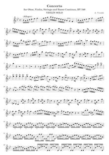 Partition violon solo, Concerto pour hautbois et violon en B-flat major, RV 548
