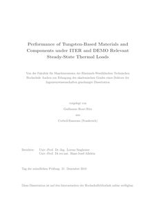 Performance of tungsten-based materials and components under ITER and DEMO relevant steady-state thermal loads [Elektronische Ressource] / Guillaume Henri Ritz