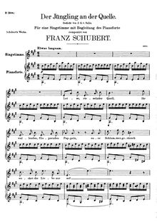 Partition voix + partition de piano, Der Jüngling an der Quelle, D.300