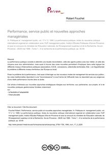 Performance, service public et nouvelles approches managériales - article ; n°2 ; vol.17, pg 35-49
