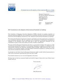 09-776 CESR comment letter on the EC c consultation  on the introduction of ISAs in