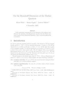 On the Hausdorff Dimension of the Mather Quotient