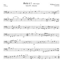 Partition viole de basse, basse clef,  No.8 pour 2 violes de gambe et orgue