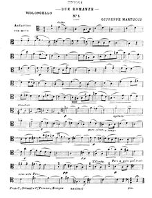 Partition de violoncelle, 2 Romances, Martucci, Giuseppe