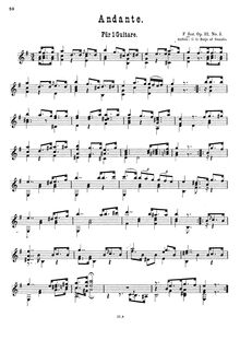 Partition No.5 - Andante, 6 pièces, Op.32, Sor, Fernando