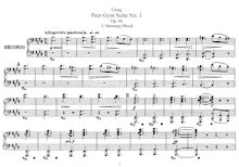 Partition complète, Peer Gynt  No.1, Op.46, Morning Mood Grieg, Edvard par Edvard Grieg
