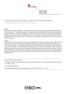 Analyse économique de la notion de prix de prédation - article ; n°1 ; vol.12, pg 3-32