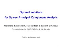 for Sparse Principal Component Analysis