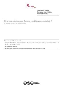 Finances publiques en Europe : un blocage généralisé ? - article ; n°1 ; vol.46, pg 175-209