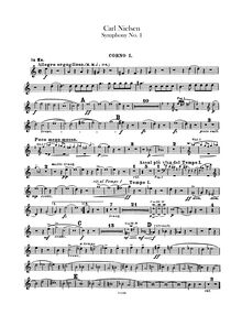 Partition cor 1, 2 (en E♭, G, C), Symphony No.1, Op.7, G minor, Nielsen, Carl
