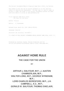 Against Home Rule (1912) - The Case for the Union