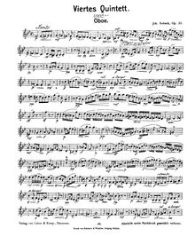 Partition hautbois , partie, vent quintette No.4, Op.23, Sobeck, Johann