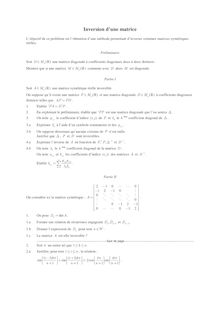 Sujet : Algèbre linéaire, Inversion d une matrice