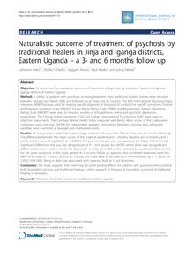 Naturalistic outcome of treatment of psychosis by traditional healers in Jinja and Iganga districts, Eastern Uganda – a 3- and 6 months follow up