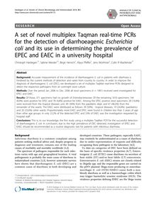 A set of novel multiplex Taqman real-time PCRs for the detection of diarrhoeagenic Escherichia coliand its use in determining the prevalence of EPEC and EAEC in a university hospital