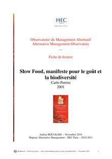 Slow Food, Manifeste pour le Goût et la Biodiversité - de Carlo Petrini