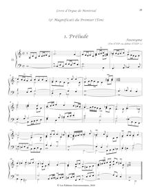 Partition 22-, (3e) Magnificat du Premier ton: , Prélude - , Duo - , Cornet (en Écho) - , (Récit) - , Trio (Dialogue de Récits) - , Trio - , Dialogue, Livre d orgue de Montréal