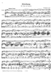 Partition de piano, Abendsang, Op.25a, Rudnick, Wilhelm