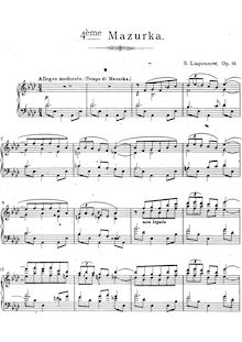 Partition complète, Mazurka No.4, Op.19, Lyapunov, Sergey