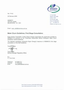 Meter Churn Guidelines Consultation - Ergon Comment