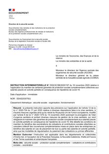 INSTRUCTION INTERMINISTERIELLE N° DSS/3C/5B/2020/197