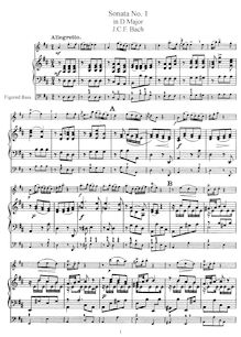 Partition Score et flûte , partie, flûte Sonata No.1 en D major