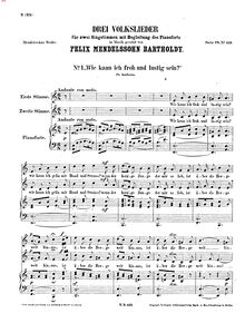 Partition complète, 3 Folk chansons, Drei zweistimmige Volkslieder, WoO 11