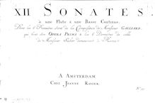 Partition complète, 6 flûte sonates, Op.1, Galliard, Johann Ernst