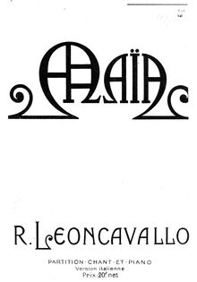 Partition complète, Maià, Dramma lirico in tre atti, Leoncavallo, Ruggiero