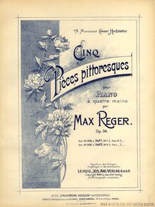 Partition couverture couleur, 5 Pièces pittoresques, Op.34, Reger, Max