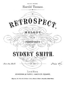 Partition complète, Retrospect, Melody for Piano, Smith, Sydney
