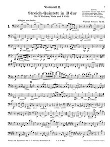 Partition violoncelle 2, corde quintette, Sommer, Wilibald