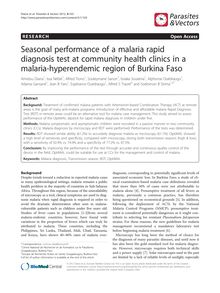 Seasonal performance of a malaria rapid diagnosis test at community health clinics in a malaria-hyperendemic region of Burkina Faso