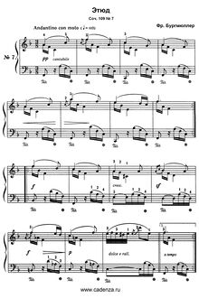 Partition , Berceuse, 18 Etudes, Op.109, Burgmüller, Friedrich