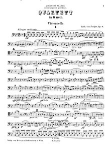 Partition violoncelle, corde quatuor No.1, Op.8, G minor, Perger, Richard von
